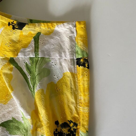 Vintage Sag Harbor MIDI Skirt Womens Sz 12 Floral Eyelet Cotton A-Line Boho‎ - Picture 4 of 8